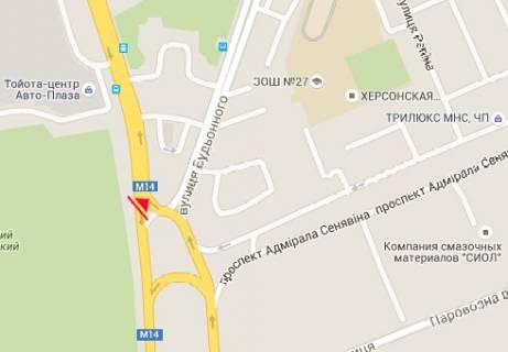 Билборд A в Херсоне, 3x6  Миколаївське шосе, в`їзд схема