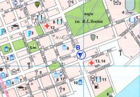 Бэклайт B в Херсоне, 2.3x3.14  Ушакова просп. - Гімназична вул. (Червоностудентська вул.) схема