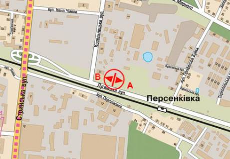 Билборд B в Львове, 3x6  Луганская ул., 100м до ул. Козельницкая схема