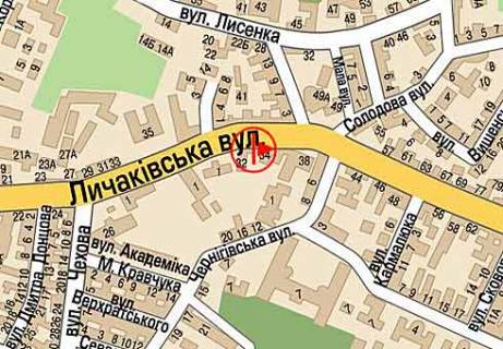 Билборд A в Львове, 3x6  Лычаковская ул., 32 схема