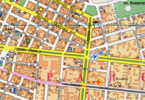 Ситилайт A в Николаеве, 1.8x1.2  Центральний просп. (Леніна просп.) - Садовая ул. схема