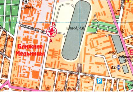 Билборд B в Одессе, 3x6  Краснова вул. - Іподромний пров. схема