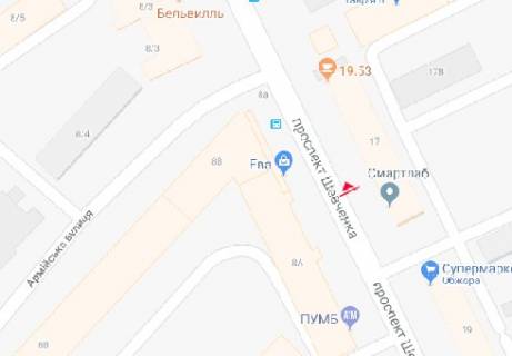 Бэклайт B в Одессе Шевченка просп., 17 - Незалежності вул. (Армійська) схема