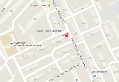 Бэклайт B в Одессе Шевченка просп., 12 - Шампанський пров. схема