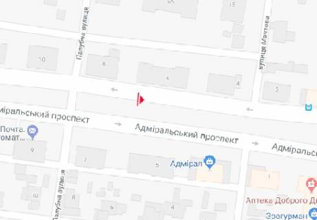 Бэклайт A в Одессе Адміральський просп., 8 - Палубна вул. схема