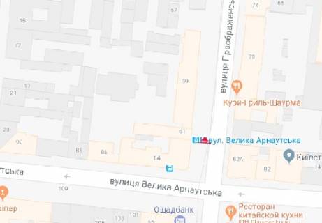 Бэклайт A в Одессе Преображенська вул., 61 - Велика Арнаутська вул. схема