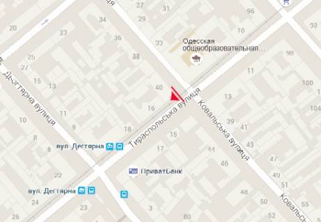 Citylight B in Odessa, 1.2x1.8  Tiraspol's'ka st., 16 - Kuznecna st. scheme