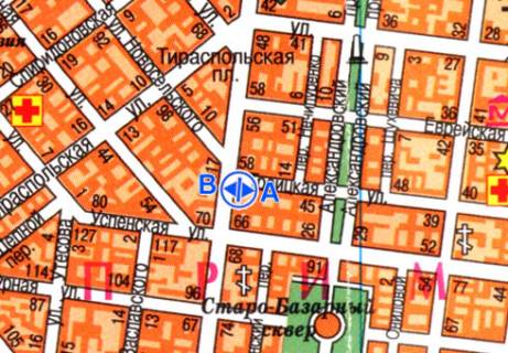 Citylight B in Odessa, 1.2x1.8  Troic'ka st., 60 - Preobrazens'ka st. scheme