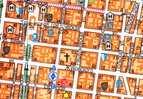Citylight B in Odessa, 1.2x1.8  Katerinins'ka st., 34 scheme