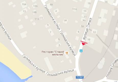 Билборд A в Полтаве, 3x6  Охтирський Шлях вул. (Половки). - Громадська вул. схема