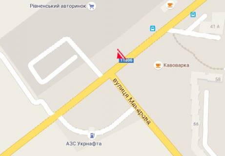 Билборд B в Ровно Млинівська вул. - вул. Кулика і Гудачека (Макарова)., авторинок схема