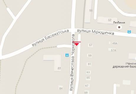 Билборд A в Ровно, 3x6  Чорновола Вячеслава вул., 57 - вул. Миколи Карнаухова (Мірющенка) схема