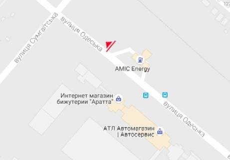 Билборд B в Черкассах, 3x6  Одеська вул., 19 - Сумгаїтська вул. схема