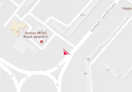 Билборд B в Черкассах, 3x6  Сумгаїтська вул., 38 - Перемоги просп. схема