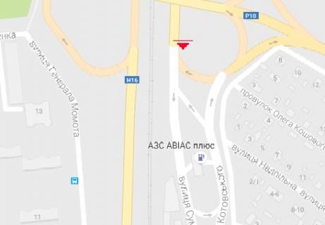 Билборд A в Черкассах Лісова просіка вул. - Золотоношське шосе схема