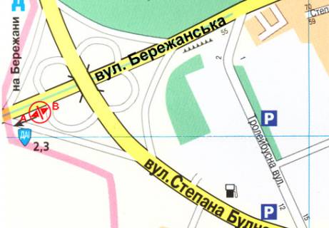 Billboard A in Ternopil, 3x6  Berezans'ka st. - Budnogo st., 1-j scheme