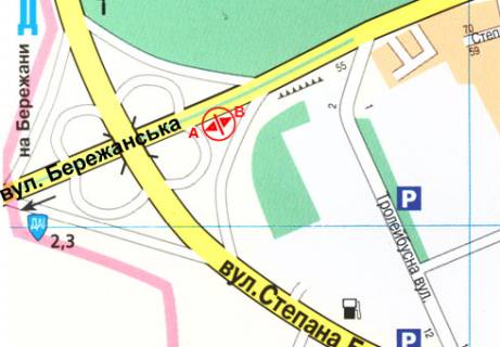 Билборд B в Тернополе, 3x6  Бережанська вул. - Степана Будного вул., 3-й схема