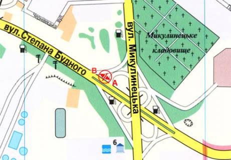 Билборд A в Тернополе, 3x6  Степана Будного вул. - Микулинецька вул. схема