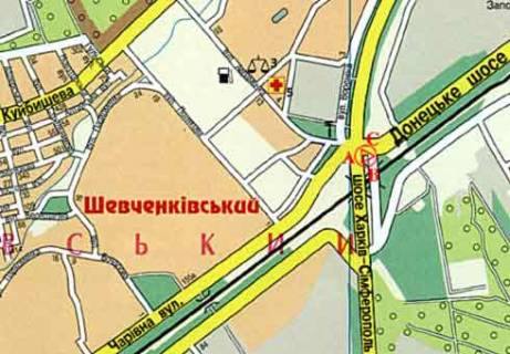 Билборд B в Запорожье, 3x6  Чаривна ул. - Донецкое Шоссе - шоссе Харьков-Симферополь схема