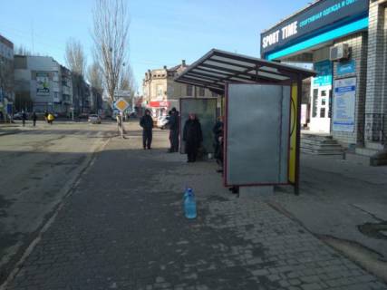 Ситилайт A в Бердянске, 1,2х1,8  Центральная ул. / Победы пр. (остановка) фото 1