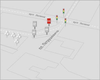 Ситилайт A в Львове, 1,2x1,8  Петрушевича пл., 10 схема