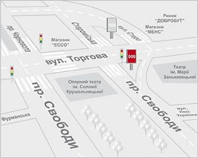Ситилайт A в Львове, 1,2x1,8  Торгова вул. - Свободи пр-т схема