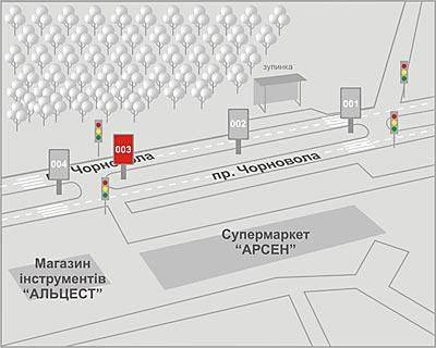 Ситилайт A в Львове, 1,2x1,8  Чорновола пр-т, 95 схема