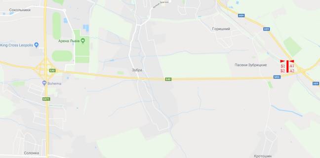 Билборд B в Пасеках-Зубрицких, 6x3  М-06 Київ-Чоп, виїзд з міста с. Пасіки-Зубрицькі, нижній схема