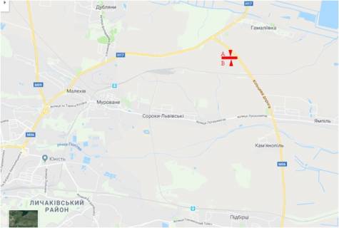 Billboard A in Lviv route, 6x3  Trasa M-06 Kiiv-Cop, Ob'izna doroga z Kieva pisla Gamaliivki, pravij scheme
