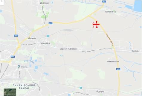 Білборд, Бігборд (Борд)  B на трасах Львівської області, 6x3  Траса М-06 Київ-Чоп, Об'їзна дорога з Києва перед Гамаліївкою, правий схема