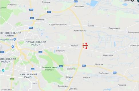 Билборд A в трасах Львова, 6x3  Траса М-06 Київ-Чоп, с. Підбірці, лівий схема