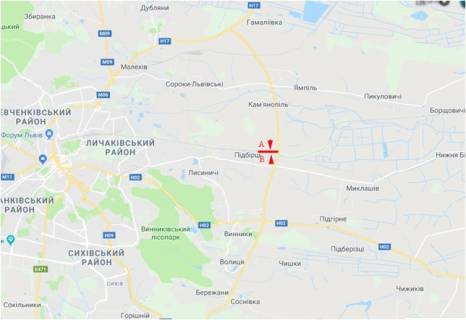 Билборд B в трасах Львова, 6x3  Траса М-06 Київ-Чоп, с. Підбірці, правий схема