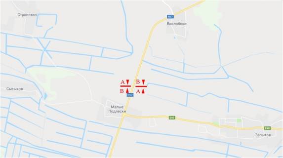 Билборд B в Львове Автодорога Львів-Радехів, в'їзд у Львів, зліва схема