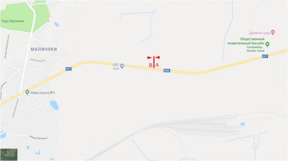 Білборд, Бігборд (Борд)  A на трасах Львівської області, 6x3  Об'їзна М-06, автодорога Львів-Київ, перед Дублянах АЗС Shell в'їзд до Львова схема