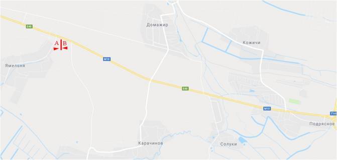 Билборд B в Ямельне, 6x3  Автодорога Львів-Краківець, виїзд зі Львова, лівий схема