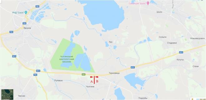 Билборд B в Львове Автодорога Львів-Краківец, перед Яворем, левый схема