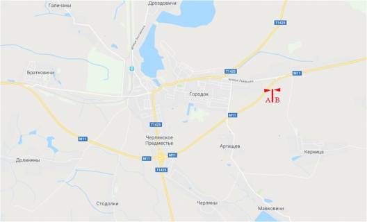 Billboard B in Gorodok (Lviv region), 6x3  Avtodoroga Dovzanka-Cerlani (Gorodok) scheme