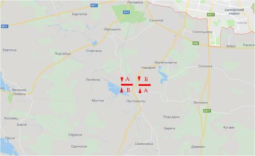 Билборд A в Пустомытах, 6x3  Автодорога Львів-Пустомити, в'їзд в м.Пустомити, правий схема