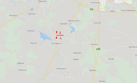 Билборд B в Львове Автодорога Львів-Пустомити, в'їзд м. Пустомиты схема