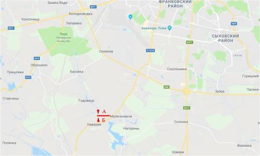 Билборд B в Львове Автодорога Львів-Пустомити, с. Наварія, в сторону Львова схема