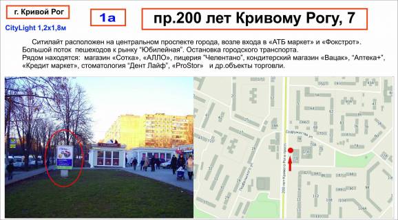 Ситилайт A в Кривом Роге пр. 200 лет Кривого Рога, 7б  ( "АТБ",  "Фокстрот",  "Мясная лавка" и др. объекты торговли) фото 1