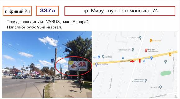 Билборд A в Кривом Роге пр. Миру - вул.Гетьманська,74 фото 1