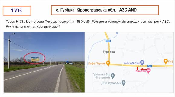 Билборд B в Гуровке вул. Центральна_АЗС (Кіровоградське шосе Н-23 ) фото 1