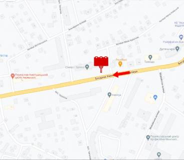 Білборд, Бігборд (Борд)  A у Переяслав (Переяслав-Хмельницький) вул. Б-Хмельницького, поруч з буд. 68 схема