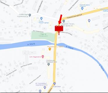 Билборд B в Переяслав (Переяслав-Хмельницкий) вул. Б-Хмельницького 71, поруч з ТЦ "Магніт" схема