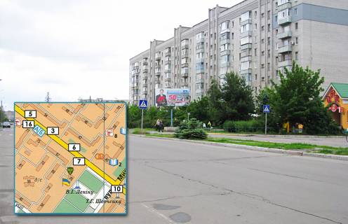 Білборд, Бігборд (Борд)  A у Горішні Плавні (Комсомольськ), 3x6  просп. Героїв Дніпра, 67, центральна вулиця, (біля магазинів, банків, район "Піски") Фото 1