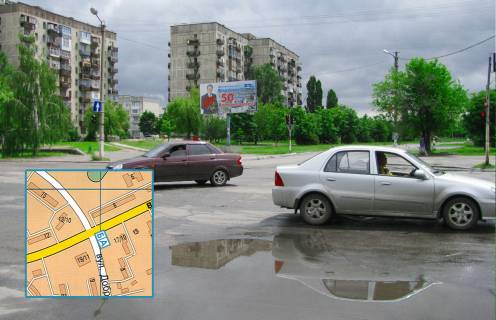 Билборд B в Горишние Плавни (Комсомольск), 3x6  перехрестя просп. Героїв Дніпра та вул. Добровольського фото 1