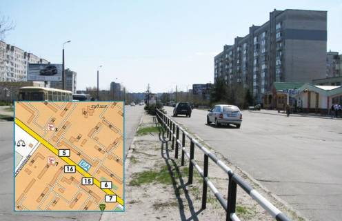 Билборд B в Горишние Плавни (Комсомольск) просп. Героїв Дніпра, 54 (біля магазинів «АТБ», Укрзолото, Ковровий Дім) центр фото 1