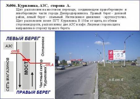 Билборд A в Каменское (Днепродзержинск) мостовий перехід Курилівка, АЗС, Дніпровський район фото 1