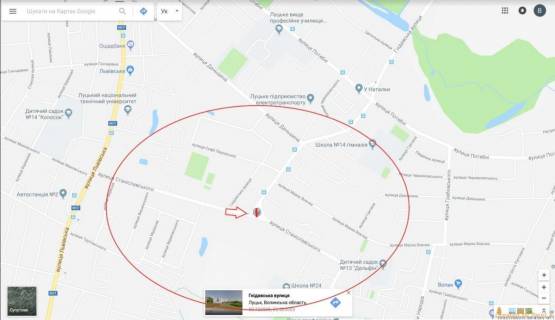 Билборд B в Луцке вул.Ярослава Мудрого (колишня Станіславського) (перетин вул.Гнідавська, Підшипниковий завод, район ДПЗ) схема